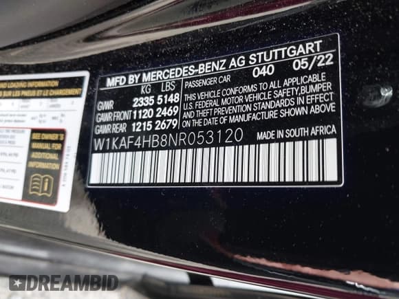 ✅ 2022 Mercedes-Benz C 300 • VIN: W1KAF4HB8NR053120 • Lot: 39848807. Wystawiony na IAAI z przebiegiem 26 483 mil. Bezpłatny archiwum sprzedaży aukcyjnych z USA i szczegółowy raport historii pojazdu na DreamBid. Zdjęcie 9.