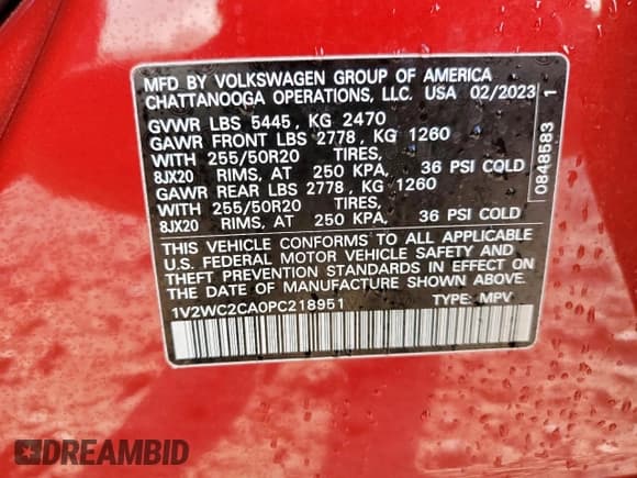 ✅ 2023 Volkswagen Atlas SE • VIN: 1V2WC2CA0PC218951 • Lot: 61306675. Wystawiony na Copart z przebiegiem 27 235 mil. Bezpłatny archiwum sprzedaży aukcyjnych z USA i szczegółowy raport historii pojazdu na DreamBid. Zdjęcie 13.