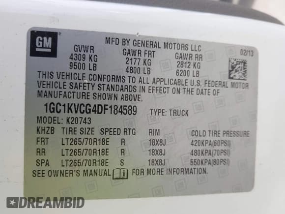 ✅ 2013 Chevrolet Silverado 2500HD Work Truck • VIN: 1GC1KVCG4DF184589 • Lot: 43727828. Wystawiony na IAAI z przebiegiem 201 125 mil. Bezpłatny archiwum sprzedaży aukcyjnych z USA i szczegółowy raport historii pojazdu na DreamBid. Zdjęcie 9.