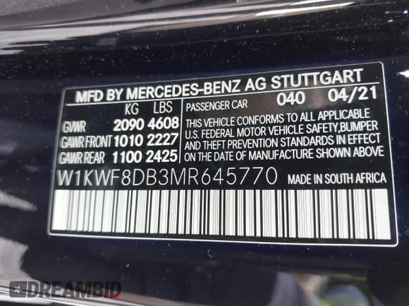 ✅ 2021 Mercedes-Benz C 300 • VIN: W1KWF8DB3MR645770 • Лот: 42746929. Опубликован ранее на IAAI с пробегом 69 611 миль. Бесплатный доступ к архиву аукционных продаж из США и подробный отчёт об истории автомобиля на DreamBid. Изображение 9.