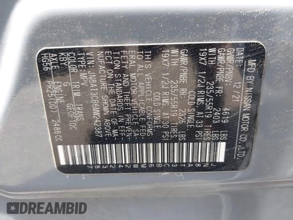 ✅ 2021 Nissan Rogue SL • VIN: JN8AT3CB6MW242387 • Лот: 42438528. Опубликован ранее на IAAI с пробегом 29 646 миль. Бесплатный доступ к архиву аукционных продаж из США и подробный отчёт об истории автомобиля на DreamBid. Изображение 9.