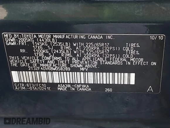 ✅ 2011 Toyota RAV4 • VIN: 2T3ZF4DV6BW058289 • Лот: 43647039. Опубликован ранее на IAAI с пробегом 141 814 миль. Бесплатный доступ к архиву аукционных продаж из США и подробный отчёт об истории автомобиля на DreamBid. Изображение 9.