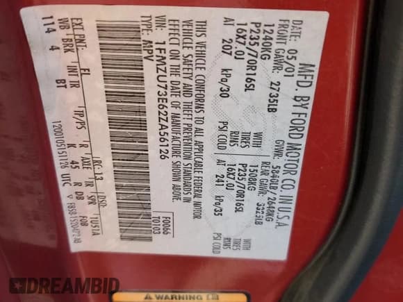 ✅ 2002 Ford Explorer XLT • VIN: 1FMZU73E62ZA56126 • Lot: 85899615. Wystawiony na Copart z przebiegiem 175 995 mil. Bezpłatny archiwum sprzedaży aukcyjnych z USA i szczegółowy raport historii pojazdu na DreamBid. Zdjęcie 13.