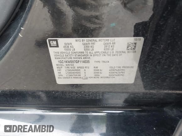 ✅ 2016 Chevrolet Silverado 2500HD LTZ • VIN: 1GC1KWE87GF114035 • Lot: 42254348. Listed on IAAI with Not provided. Free auction sales archive from the USA and detailed vehicle history report at DreamBid. Image 9.