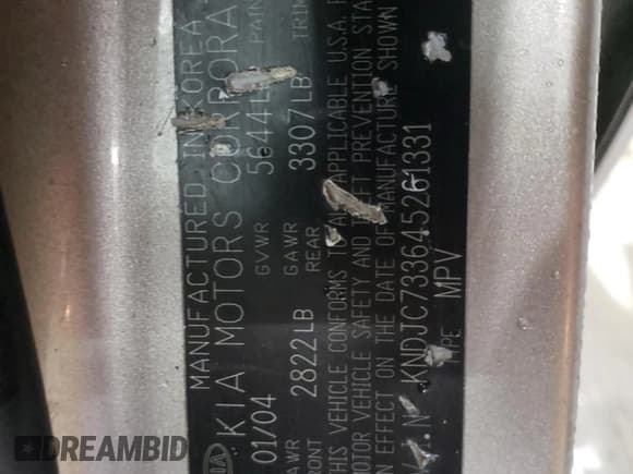 ✅ 2004 Kia Sorento LX • VIN: KNDJC733645261331 • Лот: 58527635. Опубликован ранее на Copart с пробегом 135 139 миль. Бесплатный доступ к архиву аукционных продаж из США и подробный отчёт об истории автомобиля на DreamBid. Изображение 13.