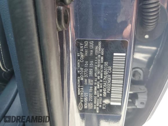 ✅ 2022 Hyundai Venue Limited • VIN: KMHRC8A37NU153198 • Лот: 61945455. Опубликован ранее на Copart с пробегом 33 185 миль. Бесплатный доступ к архиву аукционных продаж из США и подробный отчёт об истории автомобиля на DreamBid. Изображение 13.