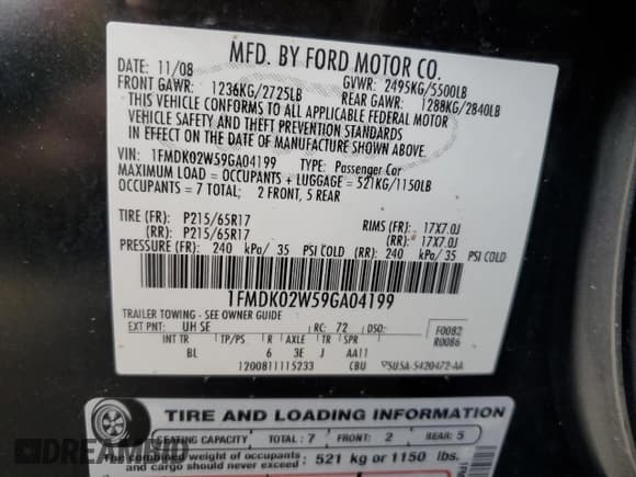 ✅ 2009 Ford Taurus X SEL • VIN: 1FMDK02W59GA04199 • Lot: 65961575. Listed on Copart with 90,230 mi. Free auction sales archive from the USA and detailed vehicle history report at DreamBid. Image 13.