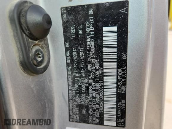 ✅ 2021 Toyota Sienna LE • VIN: 5TDKSKFC0MS036791 • Lot: 93126565. Listed on Copart with 248,708 mi. Free auction sales archive from the USA and detailed vehicle history report at DreamBid. Image 13.