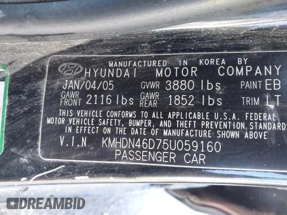 ✅ 2005 Hyundai Elantra GLS • VIN: KMHDN46D75U059160 • Lot: 41326031. Wystawiony na IAAI z przebiegiem 226 479 mil. Bezpłatny archiwum sprzedaży aukcyjnych z USA i szczegółowy raport historii pojazdu na DreamBid. Zdjęcie 9.