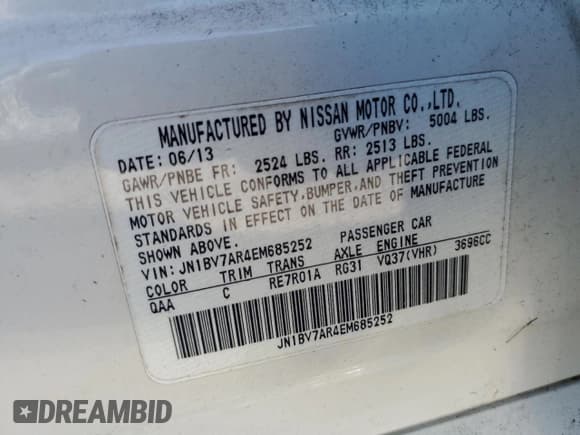 ✅ 2014 Infiniti Q50 Premium • VIN: JN1BV7AR4EM685252 • Лот: 92980405. Опубликован ранее на Copart с пробегом 197 474 миль. Бесплатный доступ к архиву аукционных продаж из США и подробный отчёт об истории автомобиля на DreamBid. Изображение 12.