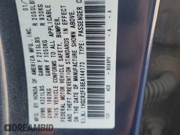 ✅ 2014 Honda Accord Sport • VIN: 1HGCR2F58EA144173 • Lot: 91254535. Wystawiony na Copart z przebiegiem 246 764 mil. Bezpłatny archiwum sprzedaży aukcyjnych z USA i szczegółowy raport historii pojazdu na DreamBid. Zdjęcie 12.