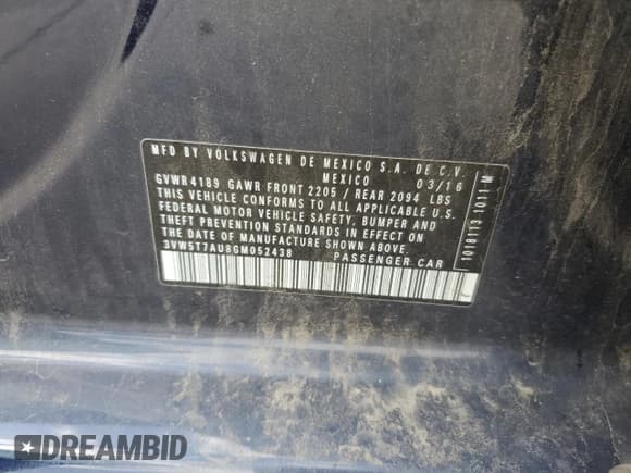 ✅ 2016 Volkswagen Golf GTI S • VIN: 3VW5T7AU8GM052438 • Лот: 62600185. Опубликован ранее на Copart с пробегом Не указан. Бесплатный доступ к архиву аукционных продаж из США и подробный отчёт об истории автомобиля на DreamBid. Изображение 12.