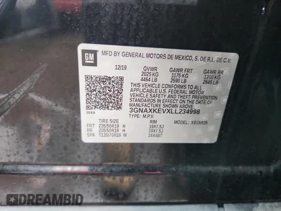 ✅ 2020 Chevrolet Equinox LT • VIN: 3GNAXKEVXLL234998 • Лот: 91576025. Опубликован ранее на Copart с пробегом 39 284 миль. Бесплатный доступ к архиву аукционных продаж из США и подробный отчёт об истории автомобиля на DreamBid. Изображение 12.