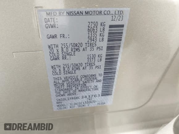 ✅ 2024 Infiniti QX60 Luxe • VIN: 5N1DL1FR6RC343763 • Lot: 42686502. Listed on IAAI with 3,791 mi. Free auction sales archive from the USA and detailed vehicle history report at DreamBid. Image 9.