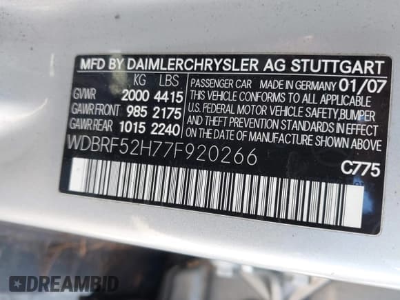 ✅ 2007 Mercedes-Benz C 230 Sport • VIN: WDBRF52H77F920266 • Lot: 41692735. Wystawiony na IAAI z przebiegiem Nie podano. Bezpłatny archiwum sprzedaży aukcyjnych z USA i szczegółowy raport historii pojazdu na DreamBid. Zdjęcie 9.