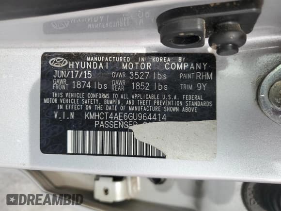 ✅ 2016 Hyundai Accent SE • VIN: KMHCT4AE6GU964414 • Lot: 82759755. Listed on Copart with 193,629 mi. Free auction sales archive from the USA and detailed vehicle history report at DreamBid. Image 12.