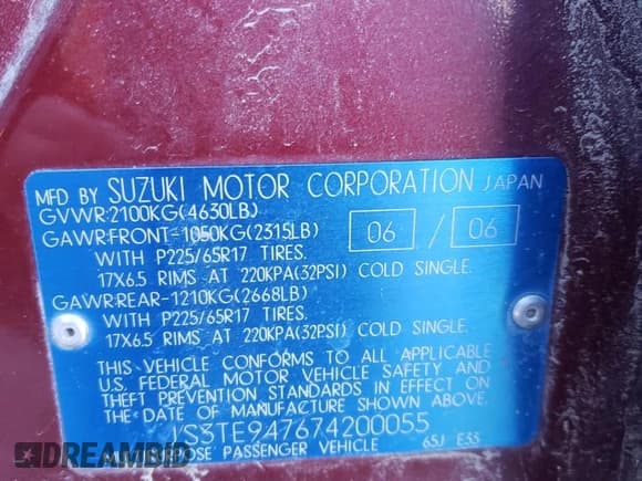 ✅ 2007 Suzuki Grand Vitara Luxury • VIN: JS3TE947674200055 • Lot: 60759184. Wystawiony na Copart z przebiegiem 179 898 mil. Bezpłatny archiwum sprzedaży aukcyjnych z USA i szczegółowy raport historii pojazdu na DreamBid. Zdjęcie 15.