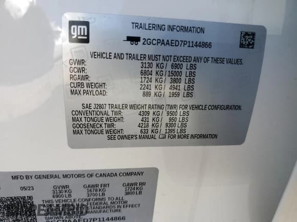 ✅ 2023 Chevrolet Silverado 1500 Work Truck • VIN: 2GCPAAED7P1144866 • Лот: 46246225. Опубликован ранее на Copart с пробегом 17 418 миль. Бесплатный доступ к архиву аукционных продаж из США и подробный отчёт об истории автомобиля на DreamBid. Изображение 12.