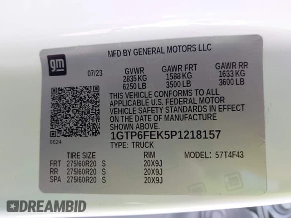 ✅ 2023 GMC Canyon 4WD Denali • VIN: 1GTP6FEK5P1218157 • Lot: 43363037. Listed on IAAI with 33,434 mi. Free auction sales archive from the USA and detailed vehicle history report at DreamBid. Image 9.