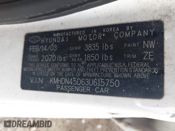 ✅ 2003 Hyundai Elantra GLS • VIN: KMHDN45D63U615750 • Lot: 42184488. Wystawiony na IAAI z przebiegiem 76 485 mil. Bezpłatny archiwum sprzedaży aukcyjnych z USA i szczegółowy raport historii pojazdu na DreamBid. Zdjęcie 9.