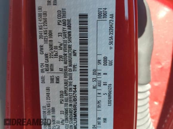 ✅ 2024 Ford Escape ST-Line • VIN: 1FMCU9MN8RUB57644 • Lot: 85930575. Listed on Copart with 4,783 mi. Free auction sales archive from the USA and detailed vehicle history report at DreamBid. Image 13.