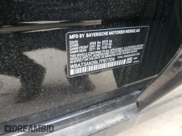 ✅ 2020 BMW 2 Series 228i xDrive • VIN: WBA73AK09L7F97704 • Lot: 54940425. Listed on Copart with 25,895 mi. Free auction sales archive from the USA and detailed vehicle history report at DreamBid. Image 13.