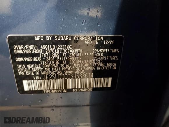 ✅ 2025 Subaru Forester Premium • VIN: JF2SLDDC0SH533614 • Lot: 93395545. Listed on Copart with 7,845 mi. Free auction sales archive from the USA and detailed vehicle history report at DreamBid. Image 13.