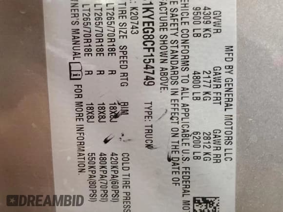 ✅ 2012 Chevrolet Silverado 2500HD LTZ • VIN: 1GC1KYEG8CF154749 • Lot: 57779495. Listed on Copart with 212,730 mi. Free auction sales archive from the USA and detailed vehicle history report at DreamBid. Image 12.