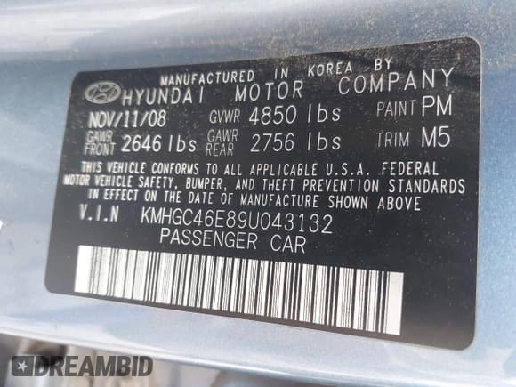 ✅ 2009 Hyundai Genesis • VIN: KMHGC46E89U043132 • Лот: 42683839. Опубликован ранее на IAAI с пробегом 298 537 миль. Бесплатный доступ к архиву аукционных продаж из США и подробный отчёт об истории автомобиля на DreamBid. Изображение 9.