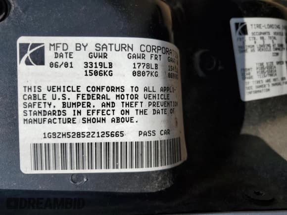 ✅ 2002 Saturn SL • VIN: 1G8ZH52852Z125665 • Lot: 64182705. Wystawiony na Copart z przebiegiem 167 641 mil. Bezpłatny archiwum sprzedaży aukcyjnych z USA i szczegółowy raport historii pojazdu na DreamBid. Zdjęcie 12.