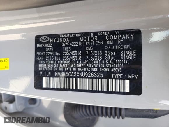 ✅ 2022 Hyundai Kona Limited • VIN: KM8K5CA3XNU926325 • Лот: 55031664. Опубликован ранее на Copart с пробегом 16 284 миль. Бесплатный доступ к архиву аукционных продаж из США и подробный отчёт об истории автомобиля на DreamBid. Изображение 14.