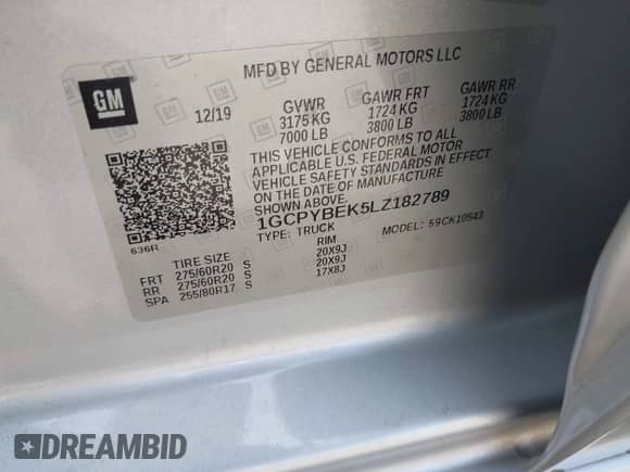 2020 Chevrolet Silverado 1500 Custom z VIN 1GCPYBEK5LZ182789, wystawiony jako IAAI lot #42729730 z przebiegiem 64 049 mil mil oraz . Historia ofert i sprzedaży dostępna na DreamBid. Obrazek 9.