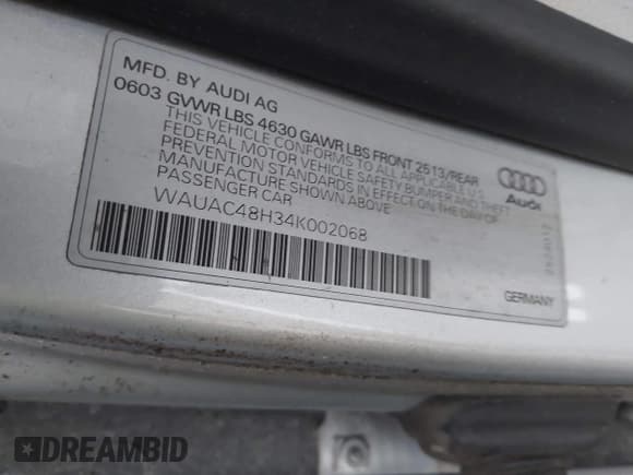 ✅ 2004 Audi A4 1.8T • VIN: WAUAC48H34K002068 • Lot: 43334970. Listed on IAAI with Not provided. Free auction sales archive from the USA and detailed vehicle history report at DreamBid. Image 9.