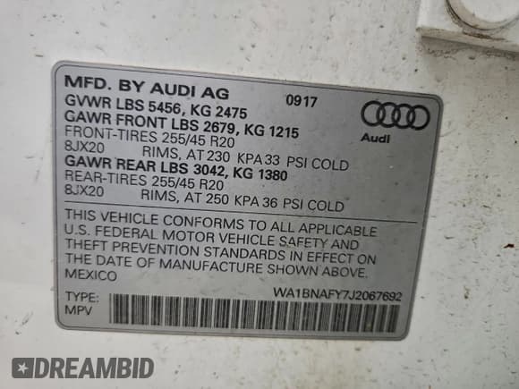 ✅ 2018 Audi Q5 Premium Plus • VIN: WA1BNAFY7J2067692 • Лот: 95213365. Опубликован ранее на Copart с пробегом 123 869 миль. Бесплатный доступ к архиву аукционных продаж из США и подробный отчёт об истории автомобиля на DreamBid. Изображение 14.