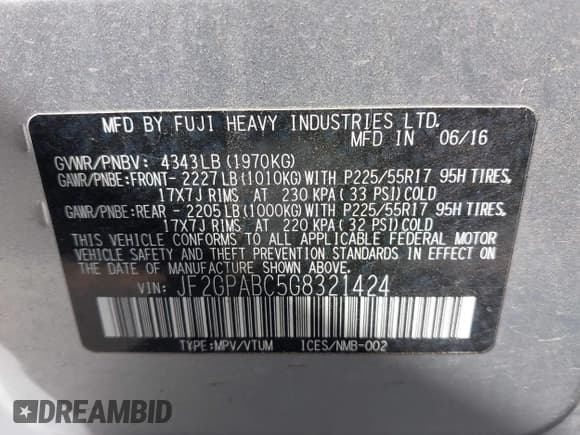 ✅ 2016 Subaru Crosstrek Premium • VIN: JF2GPABC5G8321424 • Lot: 43050749. Listed on IAAI with 23,420 mi. Free auction sales archive from the USA and detailed vehicle history report at DreamBid. Image 9.