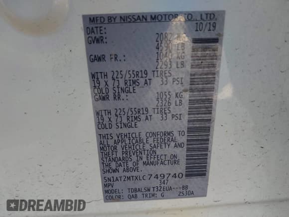 ✅ 2020 Nissan Rogue SL • VIN: 5N1AT2MTXLC749740 • Lot: 41718623. Wystawiony na IAAI z przebiegiem 71 086 mil. Bezpłatny archiwum sprzedaży aukcyjnych z USA i szczegółowy raport historii pojazdu na DreamBid. Zdjęcie 9.