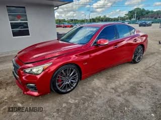 ✅ 2017 Infiniti Q50 Red Sport 400 • VIN: JN1FV7AP7HM850487 • Lot: 96260165. Listed on Copart with 78,560 mi. Free auction sales archive from the USA and detailed vehicle history report at DreamBid. Image 1.