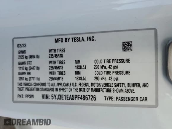 ✅ 2023 Tesla Model 3 • VIN: 5YJ3E1EA5PF486726 • Lot: 51659655. Wystawiony na Copart z przebiegiem 14 632 mil. Bezpłatny archiwum sprzedaży aukcyjnych z USA i szczegółowy raport historii pojazdu na DreamBid. Zdjęcie 15.