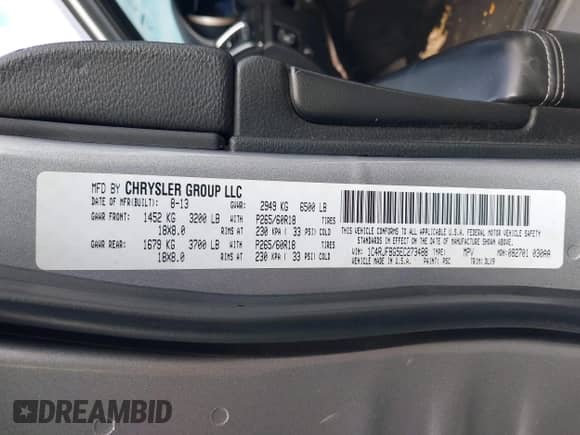 2014 Jeep Grand Cherokee Limited с VIN 1C4RJFBG5EC273488, выставлен на аукционе IAAI как лот 43390401 с пробегом 120 575 миль миль и . История ставок и продаж доступна на DreamBid. Изображение 9.