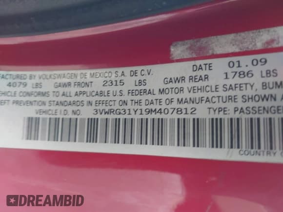 ✅ 2009 Volkswagen Beetle S • VIN: 3VWRG31Y19M407812 • Лот: 41568040. Опубликован ранее на IAAI с пробегом 181 847 миль. Бесплатный доступ к архиву аукционных продаж из США и подробный отчёт об истории автомобиля на DreamBid. Изображение 9.