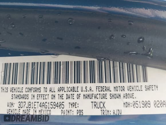✅ 2010 Dodge 1500 ST • VIN: 3D7JB1ET4AG159405 • Lot: 42708566. Wystawiony na IAAI z przebiegiem Nie podano. Bezpłatny archiwum sprzedaży aukcyjnych z USA i szczegółowy raport historii pojazdu na DreamBid. Zdjęcie 9.