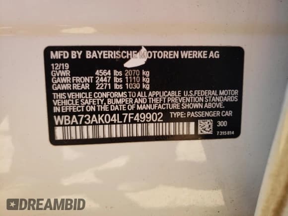 ✅ 2020 BMW 2 Series 228i xDrive • VIN: WBA73AK04L7F49902 • Lot: 80056705. Wystawiony na Copart z przebiegiem 65 929 mil. Bezpłatny archiwum sprzedaży aukcyjnych z USA i szczegółowy raport historii pojazdu na DreamBid. Zdjęcie 12.