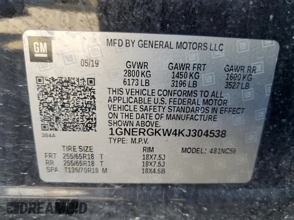 ✅ 2019 Chevrolet Traverse LT Cloth • VIN: 1GNERGKW4KJ304538 • Лот: 82544025. Опубликован ранее на Copart с пробегом 127 806 миль. Бесплатный доступ к архиву аукционных продаж из США и подробный отчёт об истории автомобиля на DreamBid. Изображение 13.