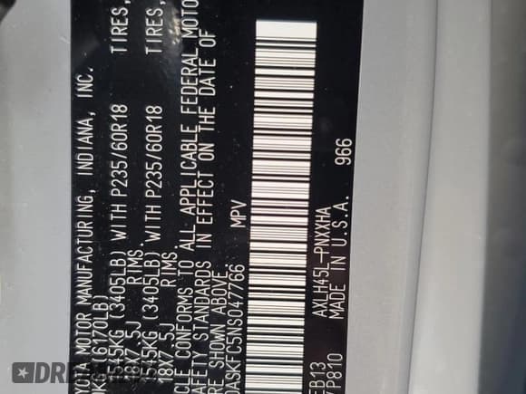 ✅ 2022 Toyota Sienna XLE Woodland Edition • VIN: 5TDASKFC5NS047766 • Lot: 56551605. Wystawiony na Copart z przebiegiem 58 862 mil. Bezpłatny archiwum sprzedaży aukcyjnych z USA i szczegółowy raport historii pojazdu na DreamBid. Zdjęcie 13.