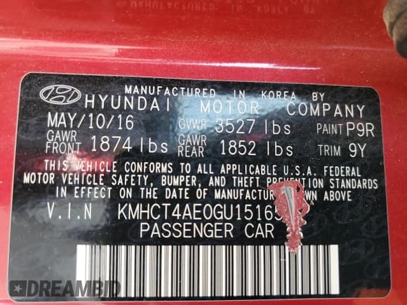 ✅ 2016 Hyundai Accent SE • VIN: KMHCT4AE0GU151652 • Лот: 76974874. Опубликован ранее на Copart с пробегом 114 521 миль. Бесплатный доступ к архиву аукционных продаж из США и подробный отчёт об истории автомобиля на DreamBid. Изображение 12.