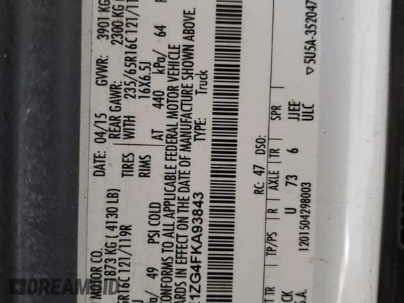 ✅ 2015 Ford Transit • VIN: 1FTNE1ZG4FKA93843 • Лот: 54574005. Опубликован ранее на Copart с пробегом 59 352 миль. Бесплатный доступ к архиву аукционных продаж из США и подробный отчёт об истории автомобиля на DreamBid. Изображение 13.