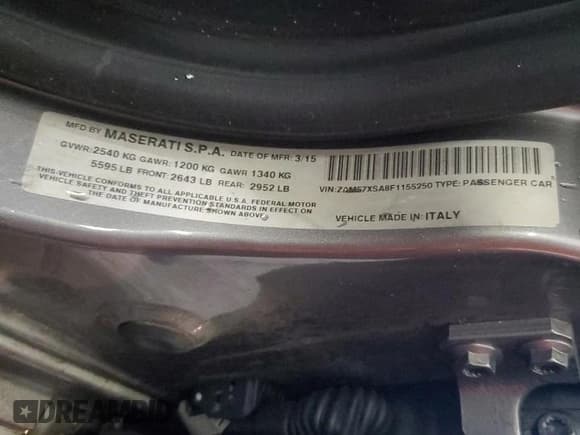 ✅ 2015 Maserati Ghibli • VIN: ZAM57XSA8F1155250 • Lot: 85365165. Wystawiony na Copart z przebiegiem 105 477 mil. Bezpłatny archiwum sprzedaży aukcyjnych z USA i szczegółowy raport historii pojazdu na DreamBid. Zdjęcie 13.