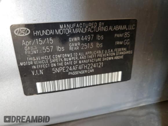 ✅ 2015 Hyundai Sonata SE • VIN: 5NPE24AF4FH224121 • Лот: 92599395. Опубликован ранее на Copart с пробегом 87 783 миль. Бесплатный доступ к архиву аукционных продаж из США и подробный отчёт об истории автомобиля на DreamBid. Изображение 12.