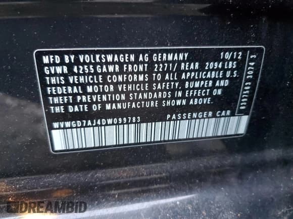 ✅ 2013 Volkswagen Golf GTI Autobahn • VIN: WVWGD7AJ4DW099783 • Лот: 82543345. Опубликован ранее на Copart с пробегом 195 605 миль. Бесплатный доступ к архиву аукционных продаж из США и подробный отчёт об истории автомобиля на DreamBid. Изображение 13.