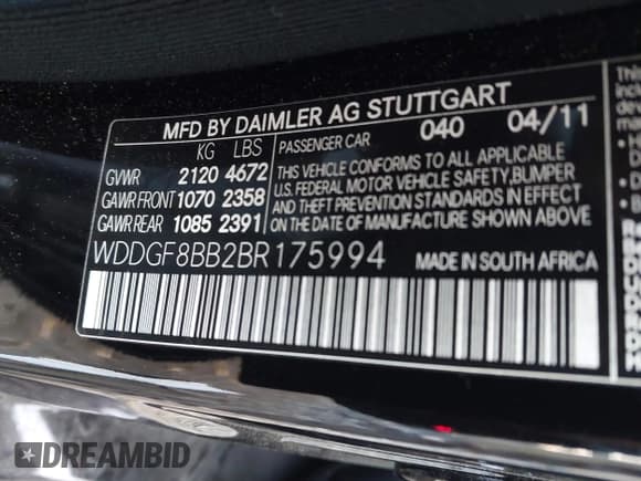 ✅ 2011 Mercedes-Benz C 300 Sport • VIN: WDDGF8BB2BR175994 • Lot: 43900239. Listed on IAAI with 107,462 mi. Free auction sales archive from the USA and detailed vehicle history report at DreamBid. Image 9.